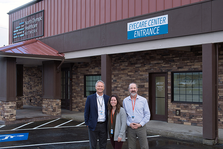 NOHN representatives stand in front of new Eyecare Center entrance